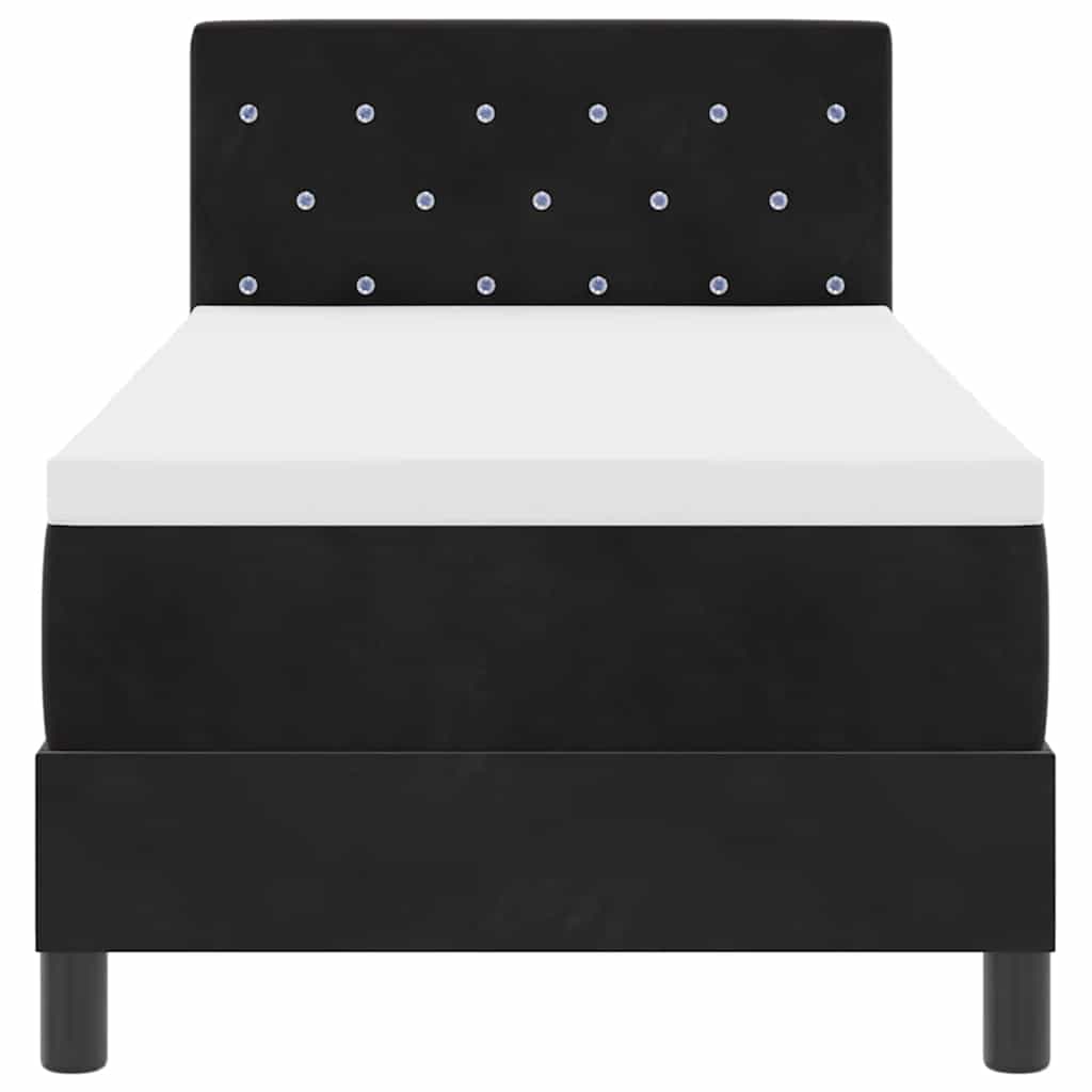 Lit à ressorts avec matelas Noir 80 x 200 cm Velours - XIOS