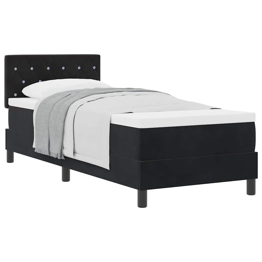 Lit à ressorts avec matelas avec matelas Noir 80 x 200 cm tissu - XIOS