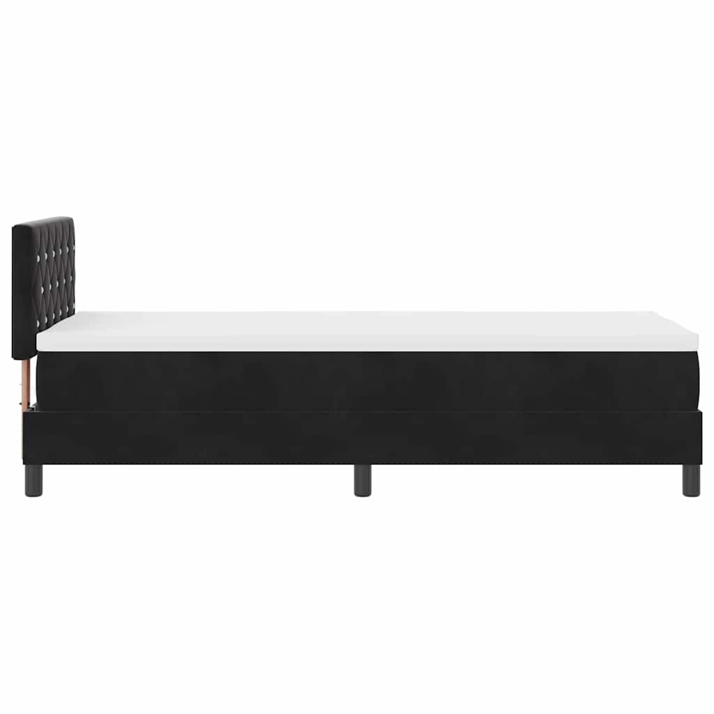 Lit à ressorts avec matelas Noir 80 x 200 cm Velours - XIOS