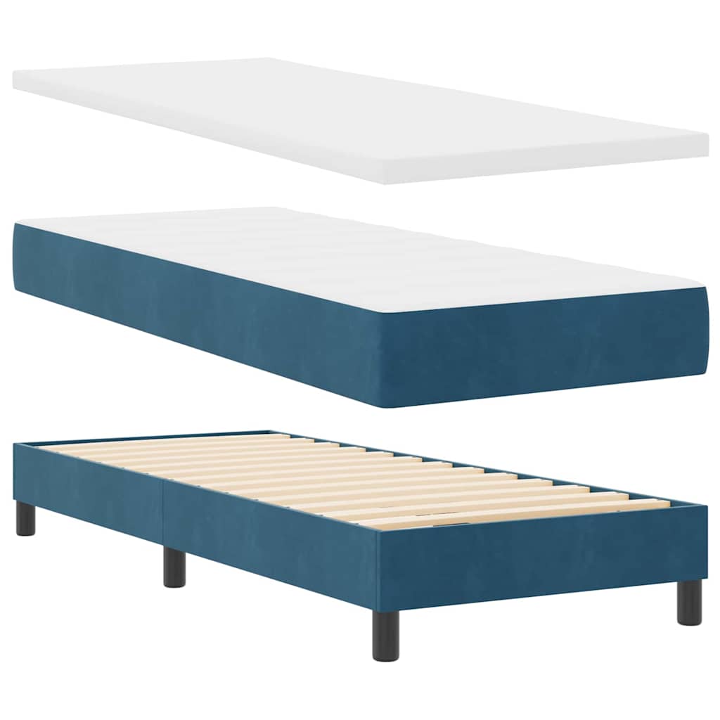 Lit à ressorts avec matelas Bleu foncé 80 x 200 cm Velours - XIOS