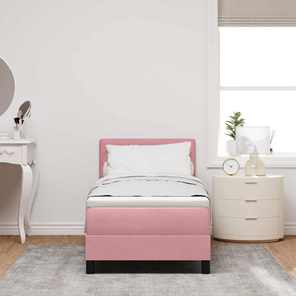 Lit à ressorts avec matelas Rose 80 x 200 cm Velours - XIOS