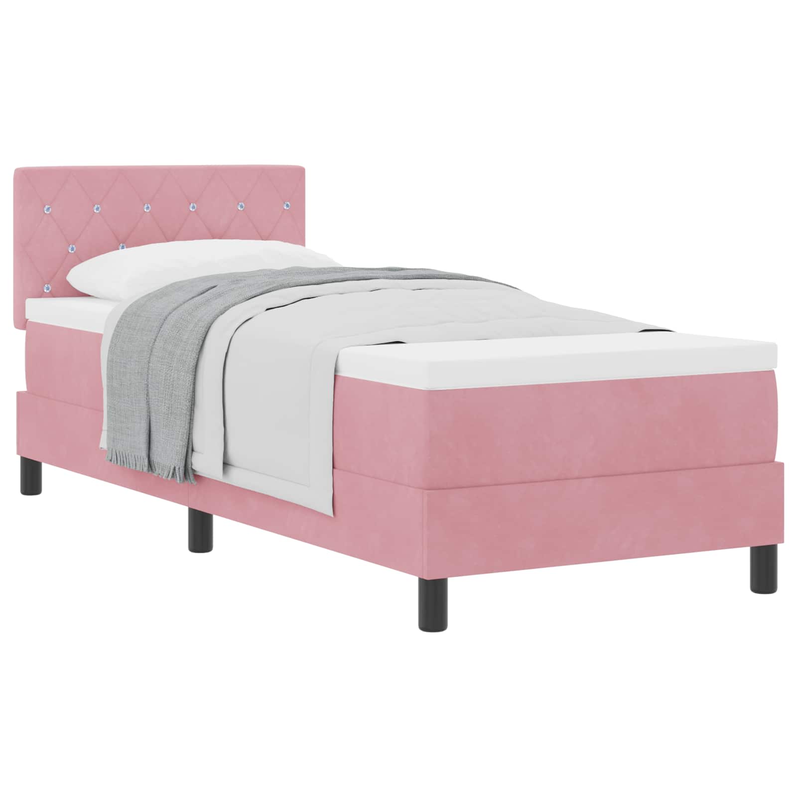 Lit à ressorts avec matelas Rose 80 x 200 cm Velours - XIOS