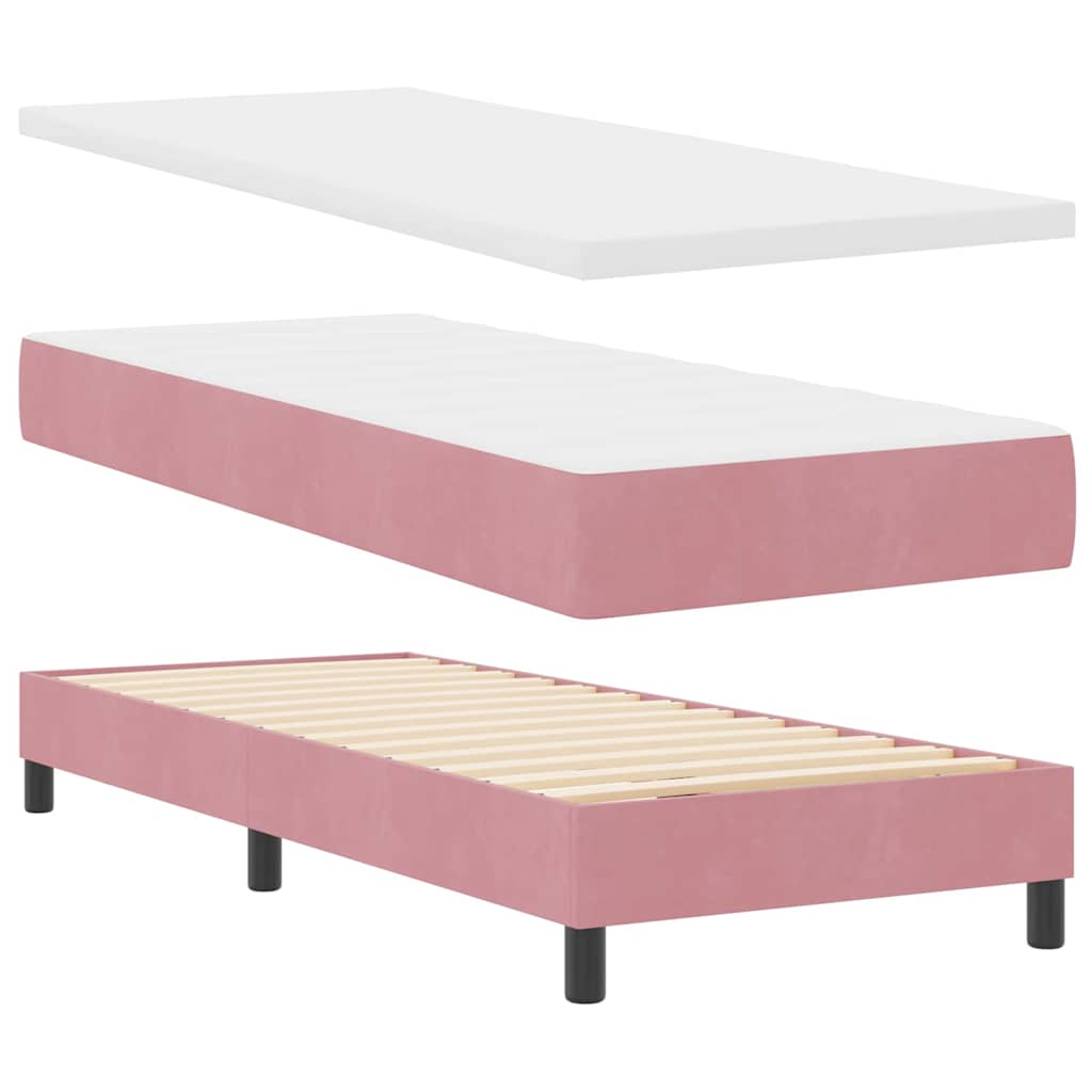 Lit à ressorts avec matelas Rose 80 x 200 cm Velours - XIOS
