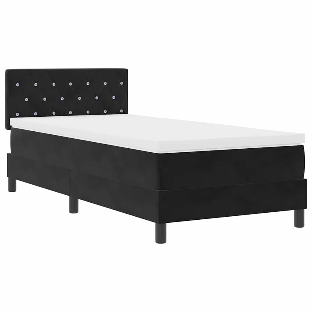 Lit à ressorts avec matelas Noir 90 x 190 cm Velours - XIOS