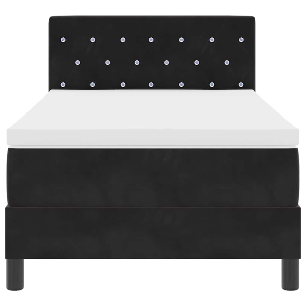 Lit à ressorts avec matelas avec matelas Noir 90 x 190 cm tissu - XIOS