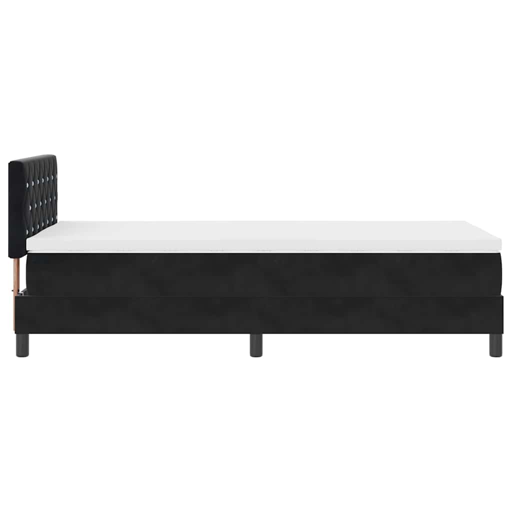 Lit à ressorts avec matelas avec matelas Noir 90 x 190 cm tissu - XIOS