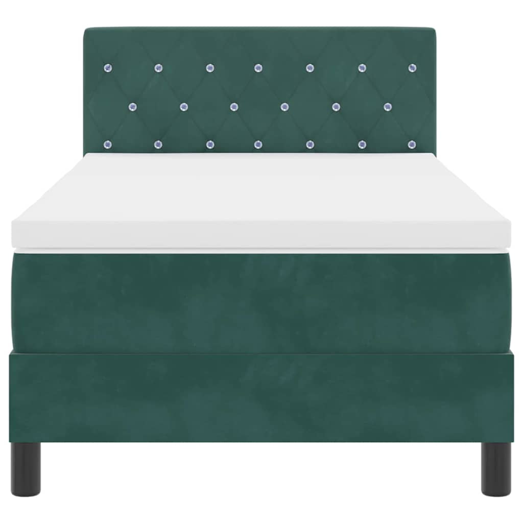 Lit à ressorts avec matelas Vert foncé 90 x 190 cm Velours - XIOS