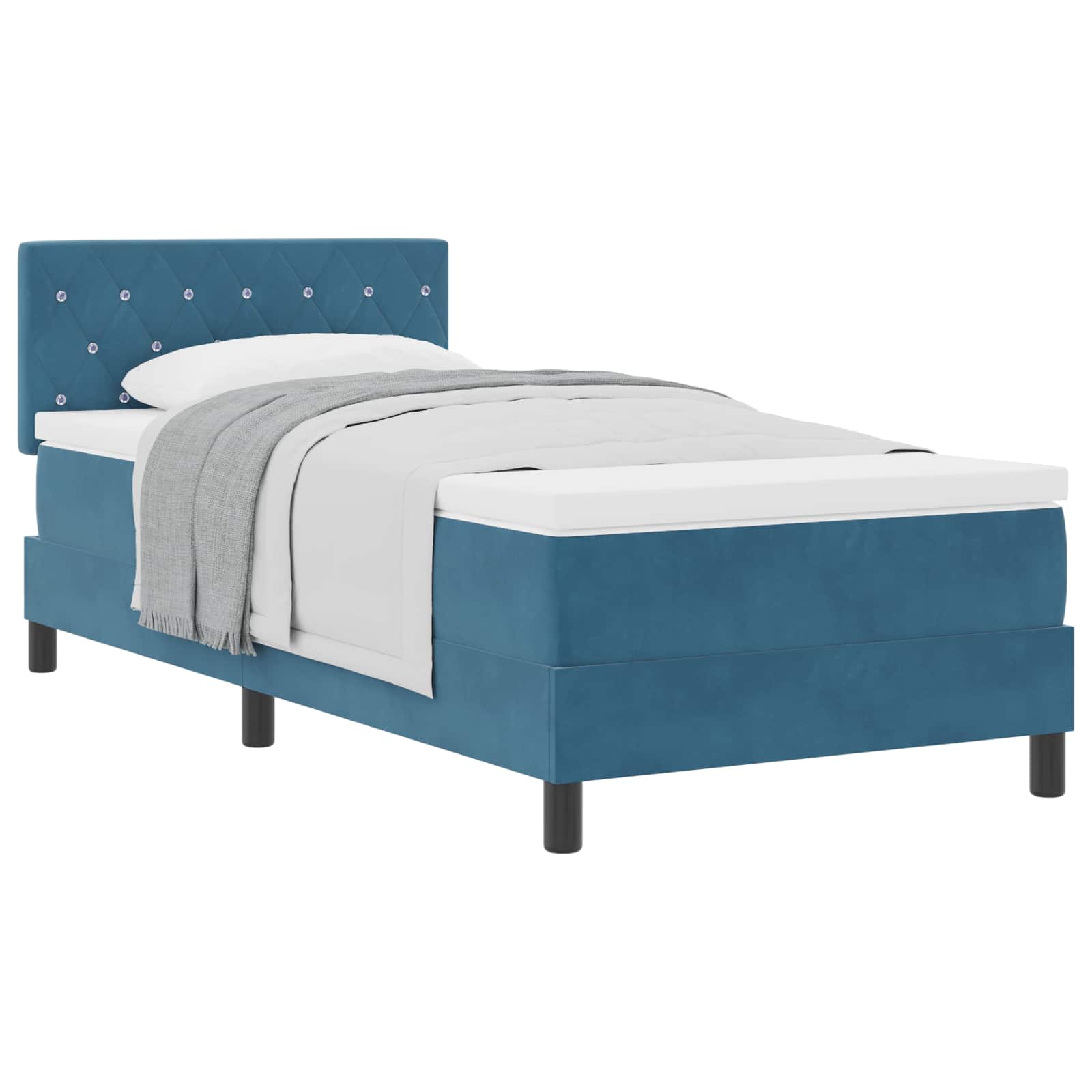 Lit à ressorts avec matelas Bleu foncé 90 x 190 cm Velours - XIOS