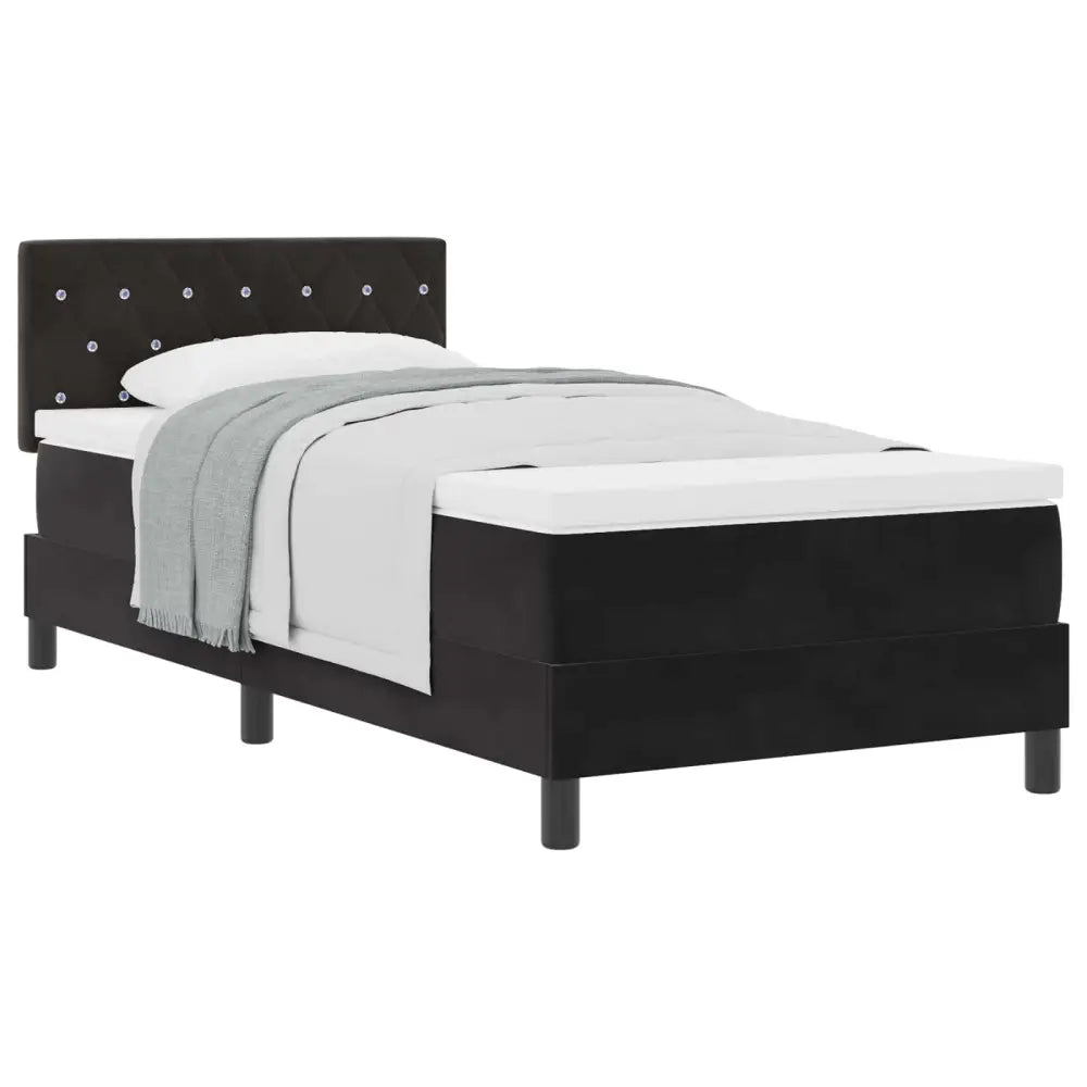 Lit à ressorts avec matelas Noir 90 x 200 cm Velours - XIOS Store SNC