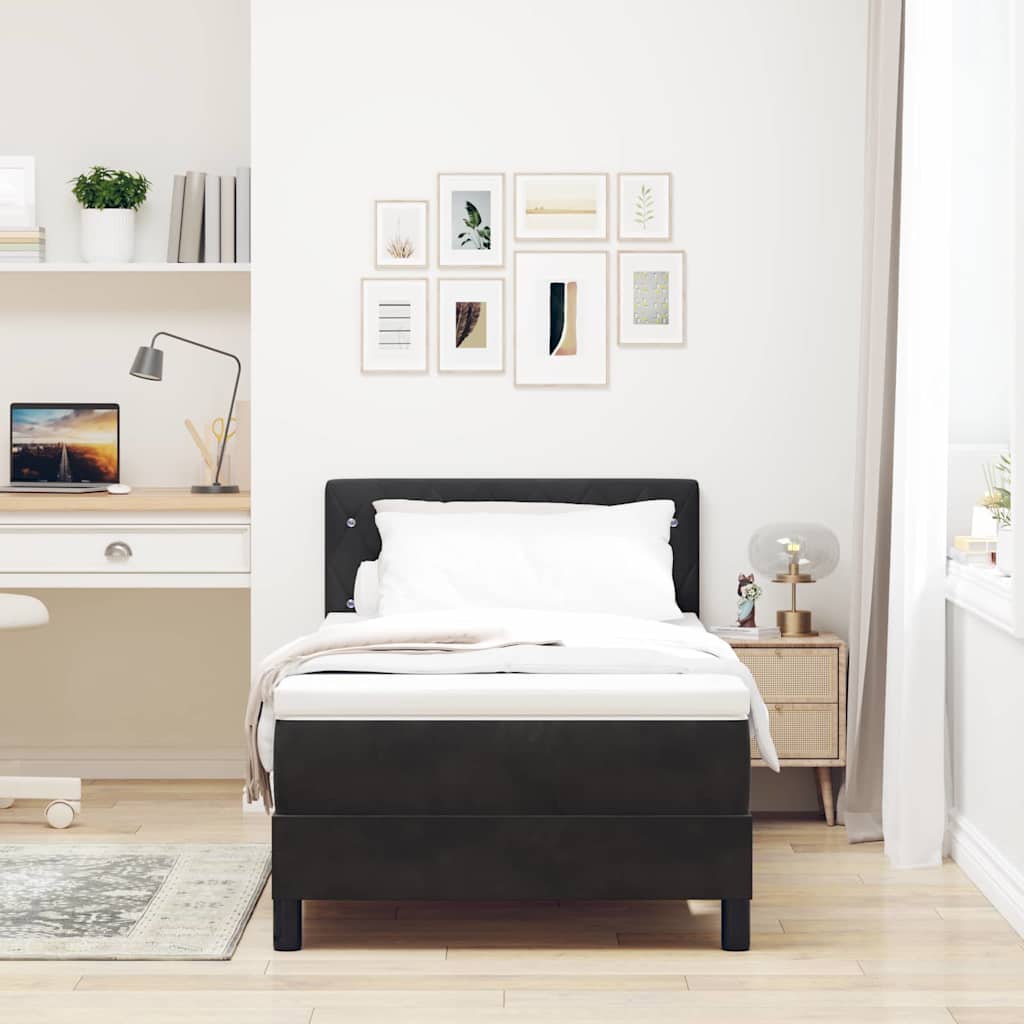 Lit à ressorts avec matelas Noir 100 x 200 cm Velours - XIOS