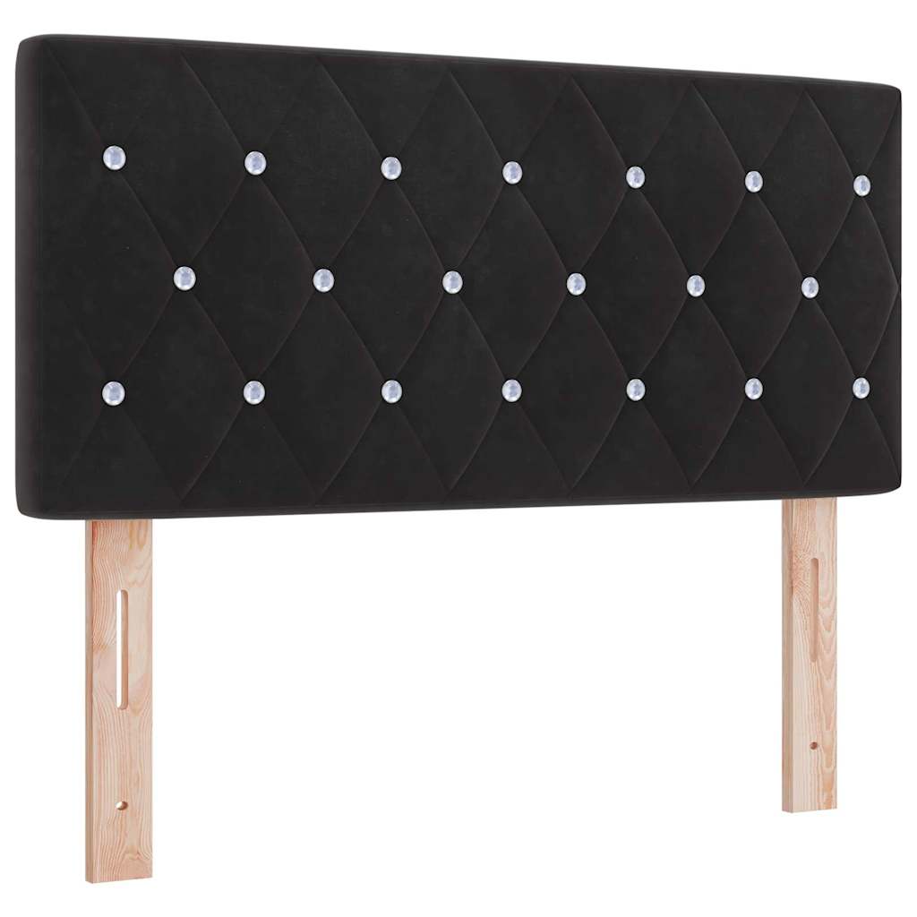 Lit à ressorts avec matelas Noir 100 x 200 cm Velours - XIOS