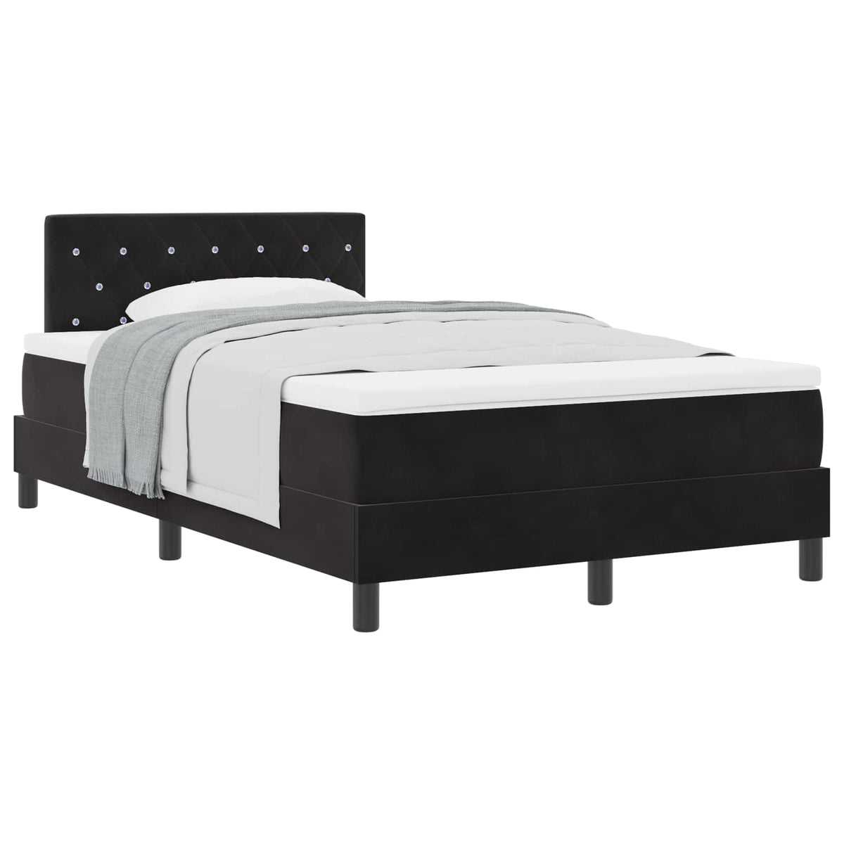 Lit à ressorts avec matelas Noir 120 x 190 cm Velours