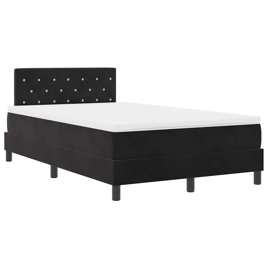 Lit à ressorts avec matelas Noir 120 x 190 cm Velours - XIOS
