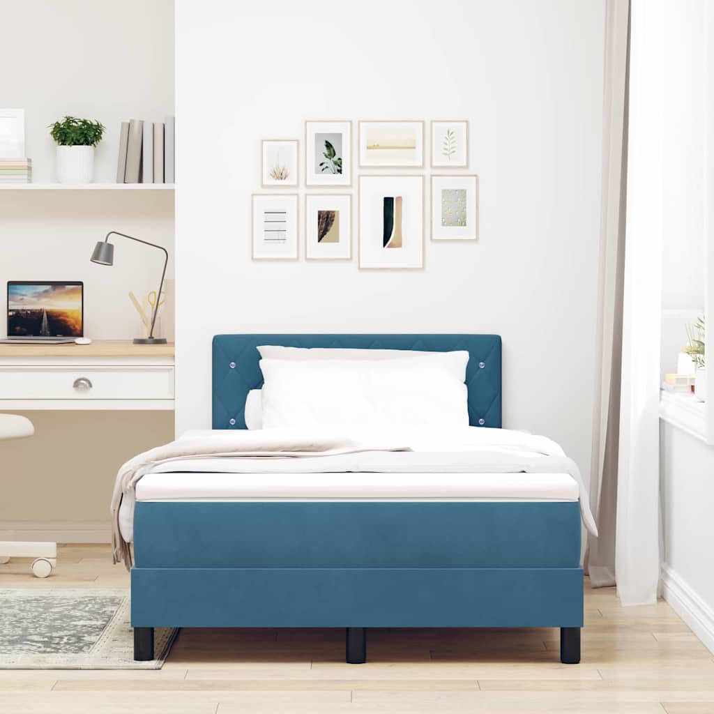 Lit à ressorts avec matelas Bleu foncé 120 x 190 cm Velours - XIOS