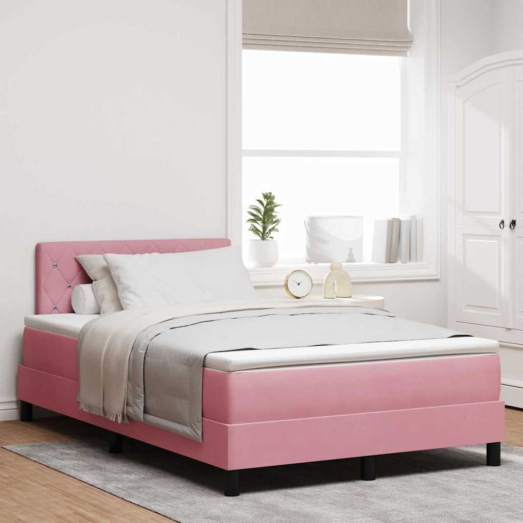Lit à ressorts avec matelas Rose 120 x 190 cm Velours
