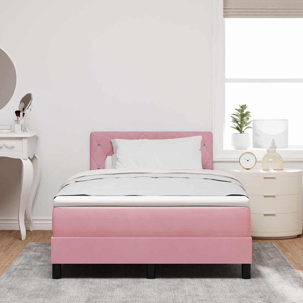 Lit à ressorts avec matelas Rose 120 x 190 cm Velours