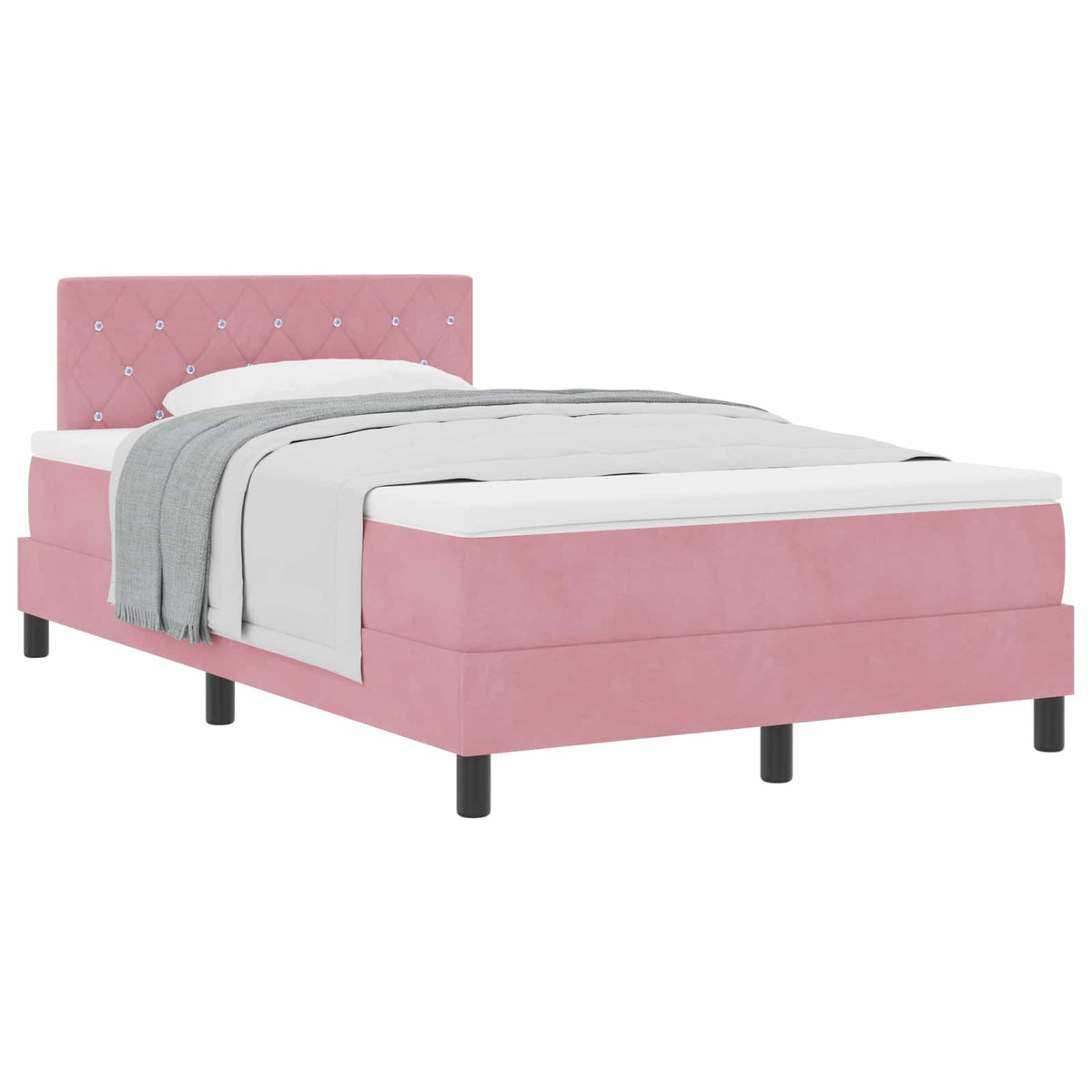 Lit à ressorts avec matelas Rose 120 x 190 cm Velours