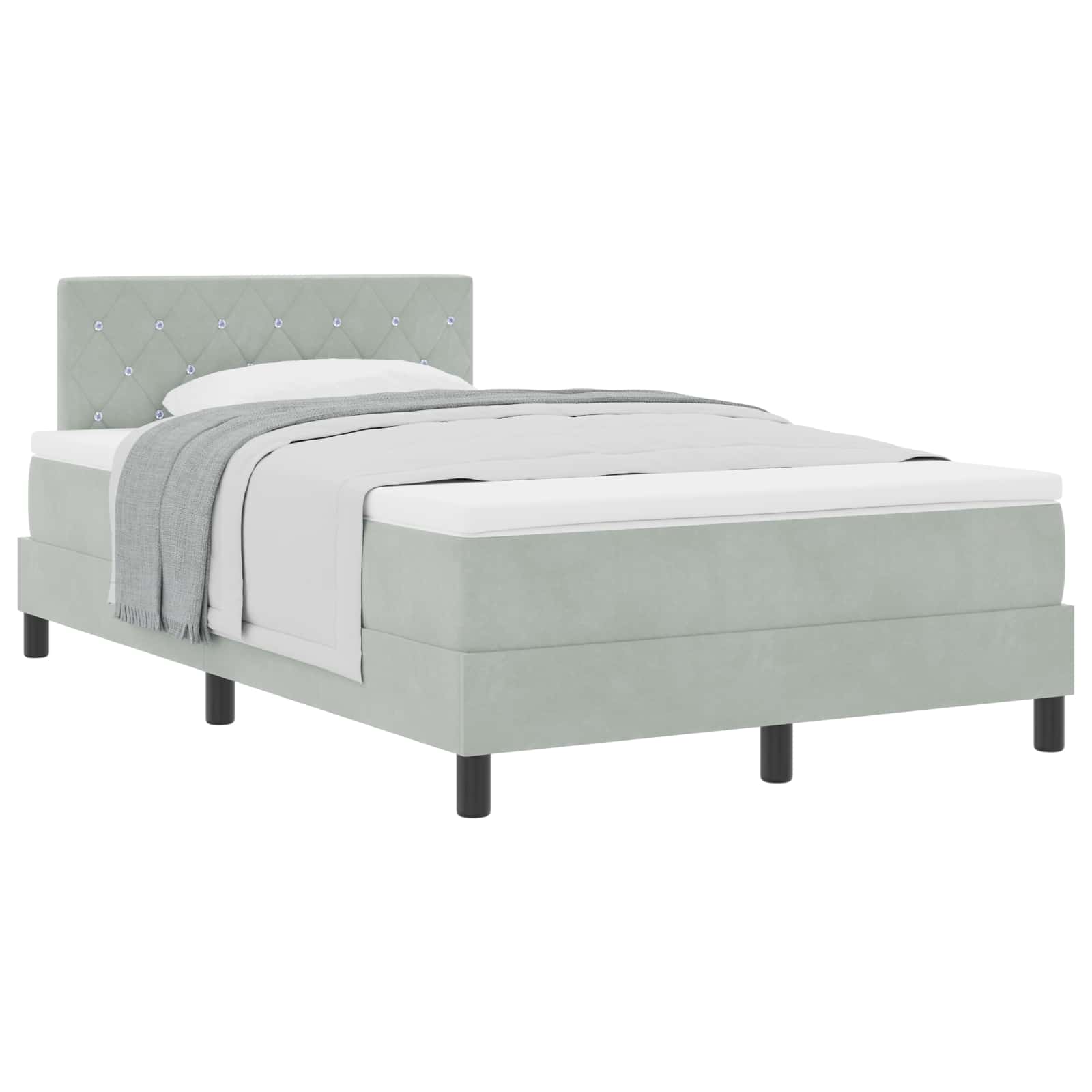 Lit à ressorts avec matelas Gris clair 120 x 200 cm Velours - XIOS