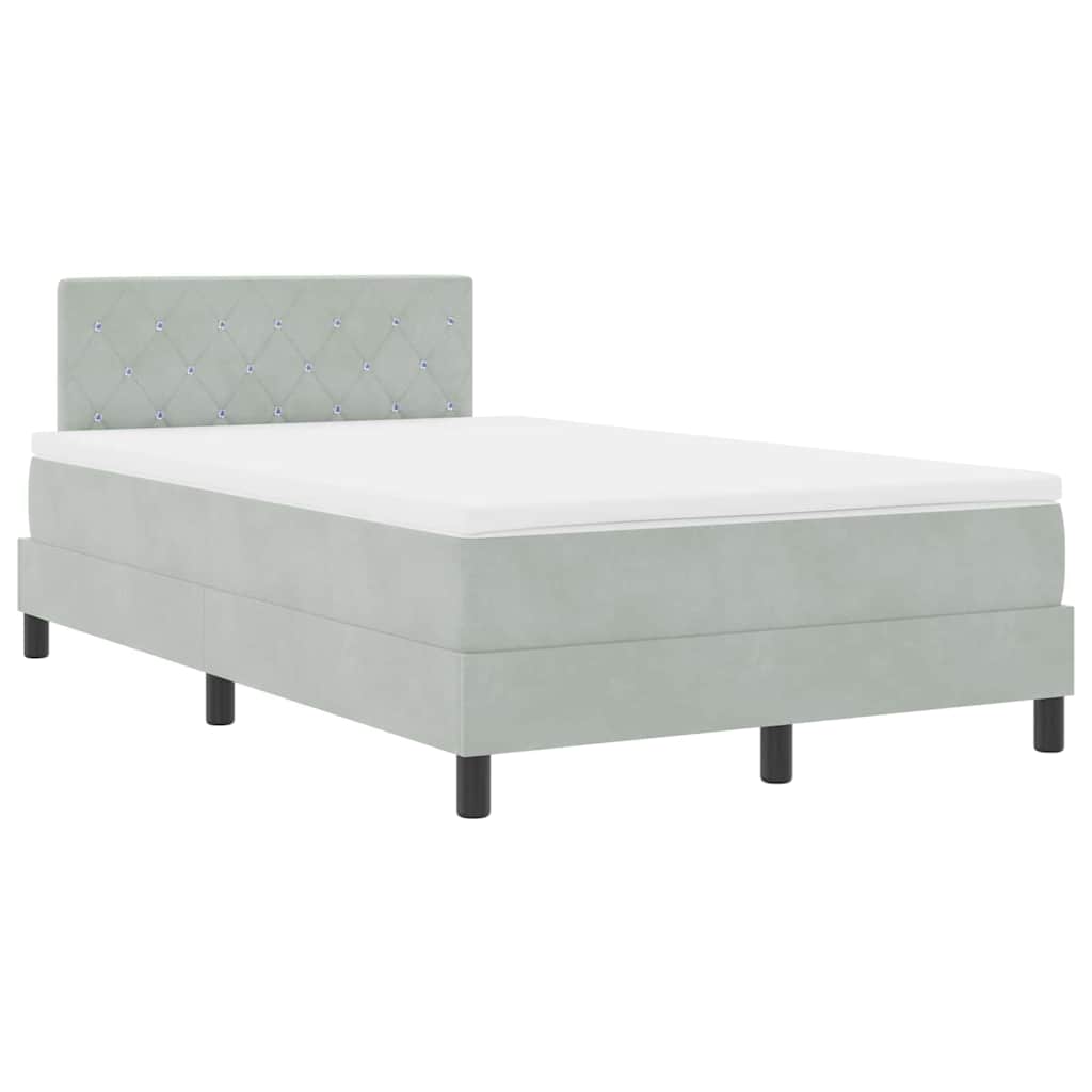 Lit à ressorts avec matelas Gris clair 120 x 200 cm Velours - XIOS