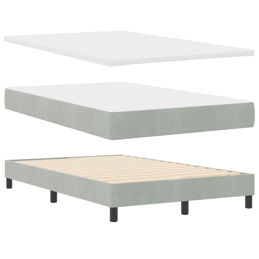 Lit à ressorts avec matelas Gris clair 120 x 200 cm Velours - XIOS