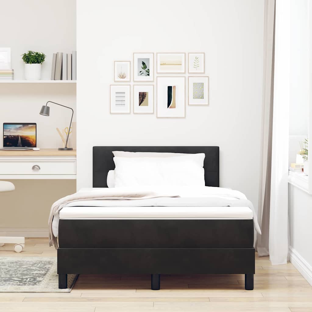 Lit à ressorts avec matelas Noir 120 x 200 cm Velours - XIOS