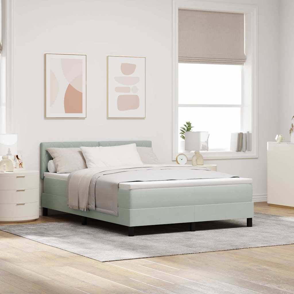 Lit à ressorts avec matelas Gris clair 140 x 190 cm Velours