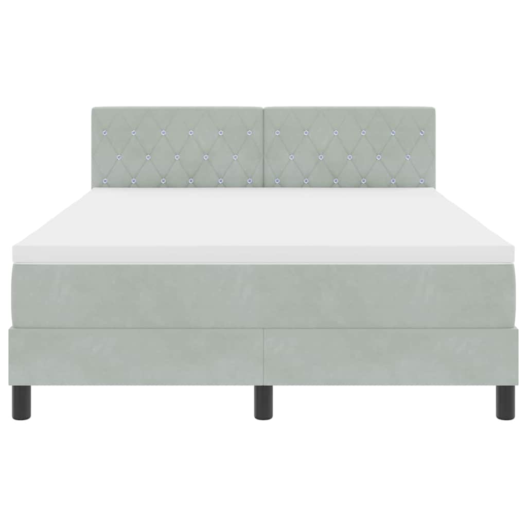 Lit à ressorts avec matelas Gris clair 140 x 190 cm Velours