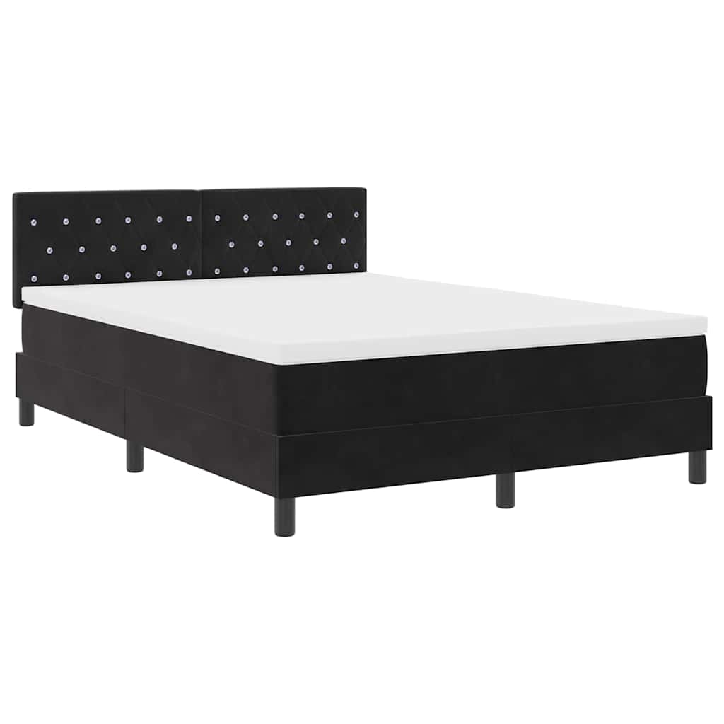 Lit à ressorts avec matelas Noir 140 x 190 cm Velours