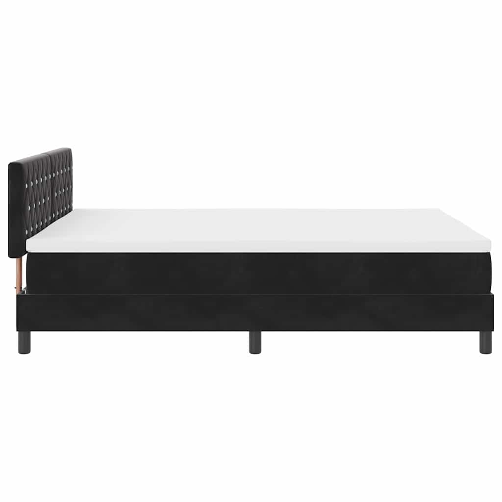 Lit à ressorts avec matelas Noir 140 x 190 cm Velours