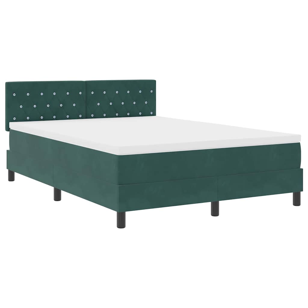 Lit à ressorts avec matelas Vert foncé 140 x 190 cm Velours - XIOS