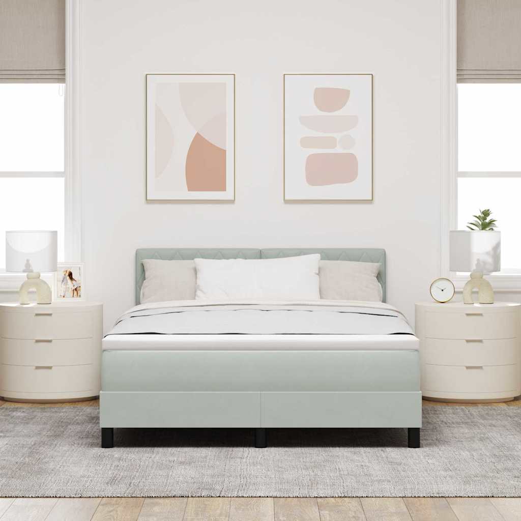 Lit à ressorts avec matelas Gris clair 140 x 200 cm Velours