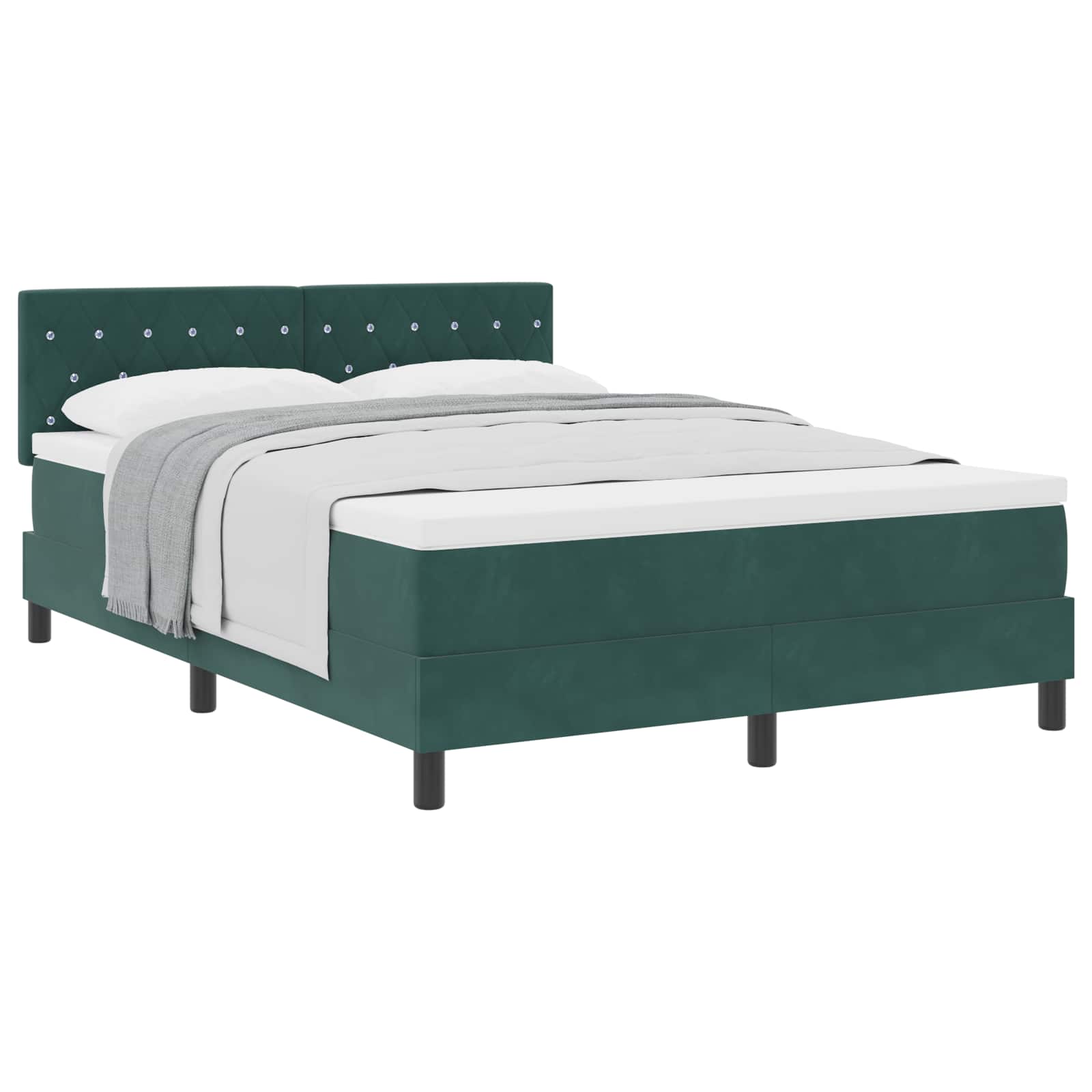 Lit à ressorts avec matelas Vert foncé 140 x 200 cm Velours