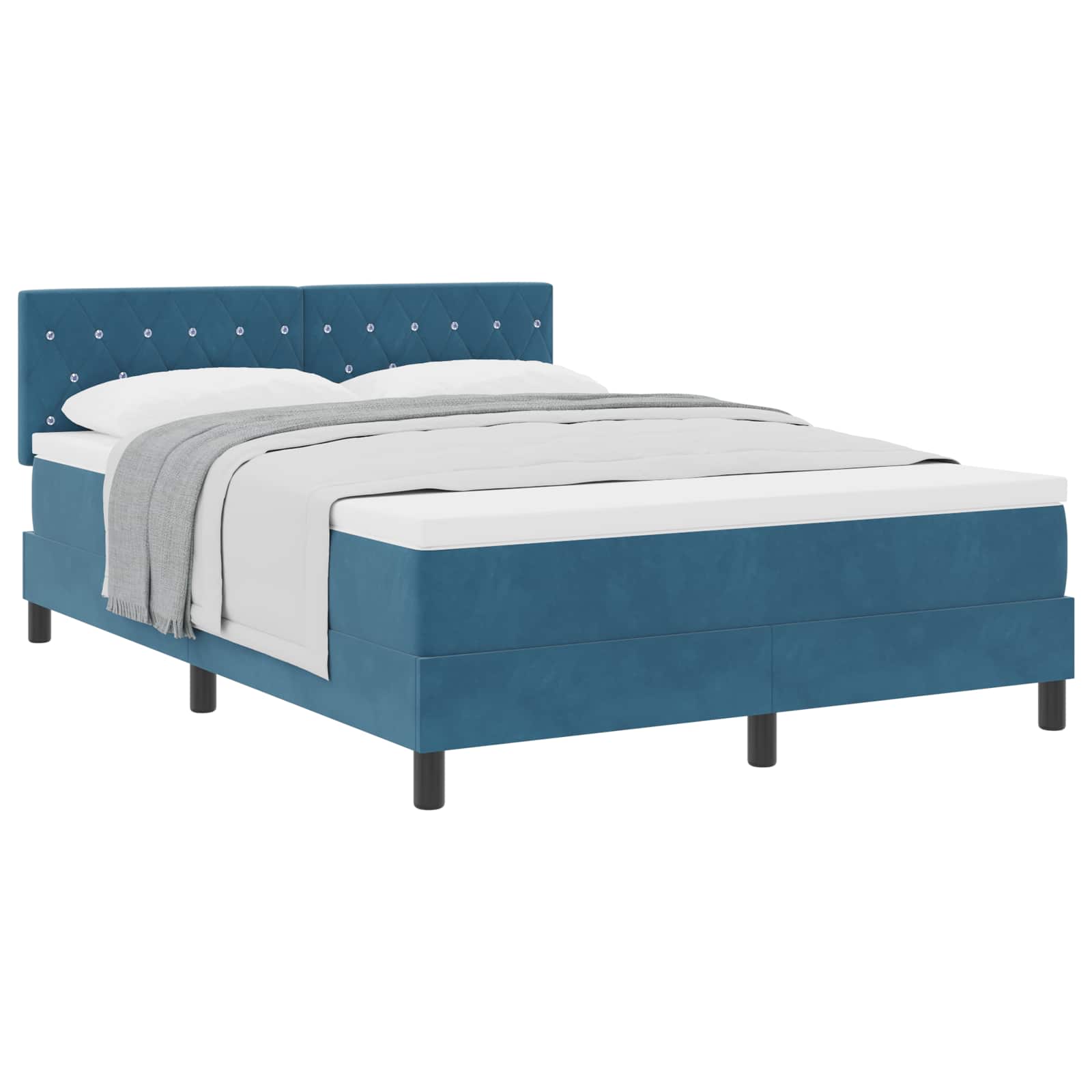 Lit à ressorts avec matelas Bleu foncé 140 x 200 cm Velours - XIOS