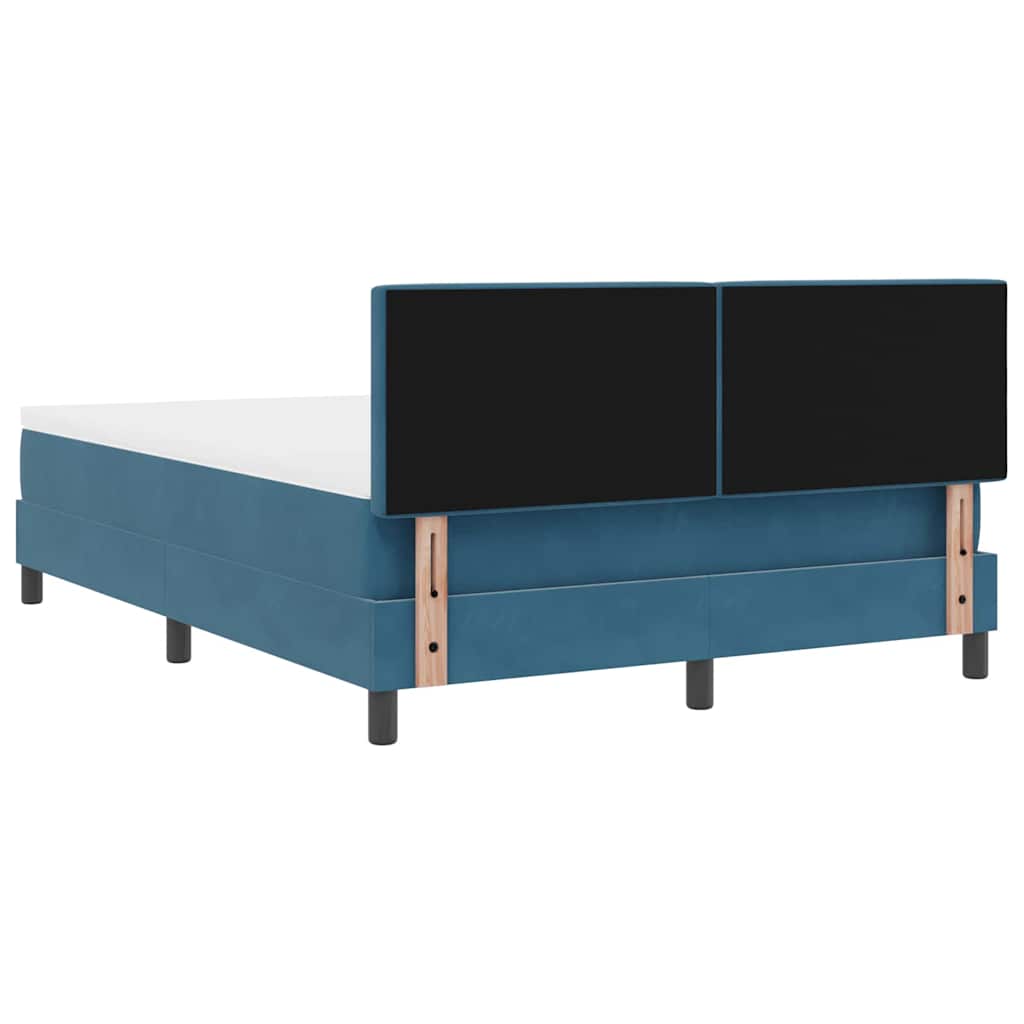 Lit à ressorts avec matelas Bleu foncé 140 x 200 cm Velours - XIOS