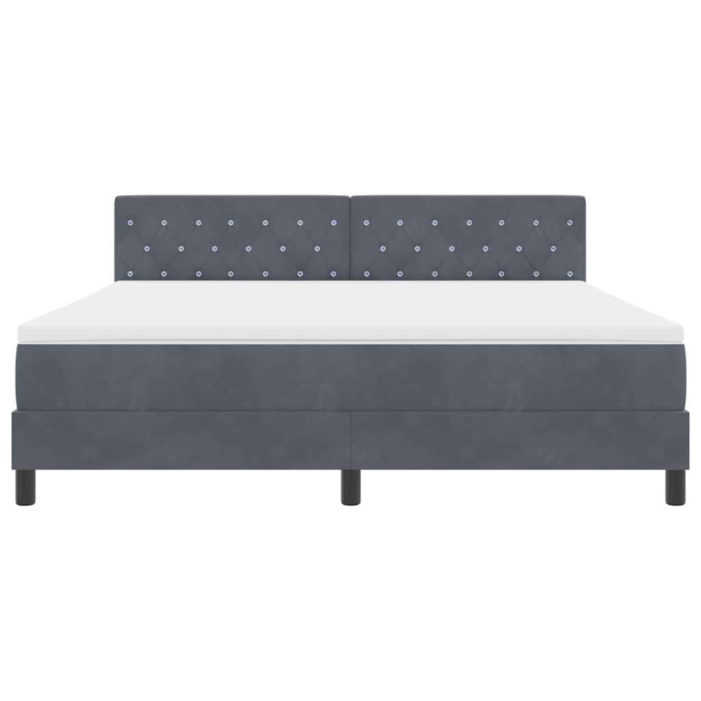 Lit à ressorts avec matelas Gris foncé 180 x 200 cm Velours