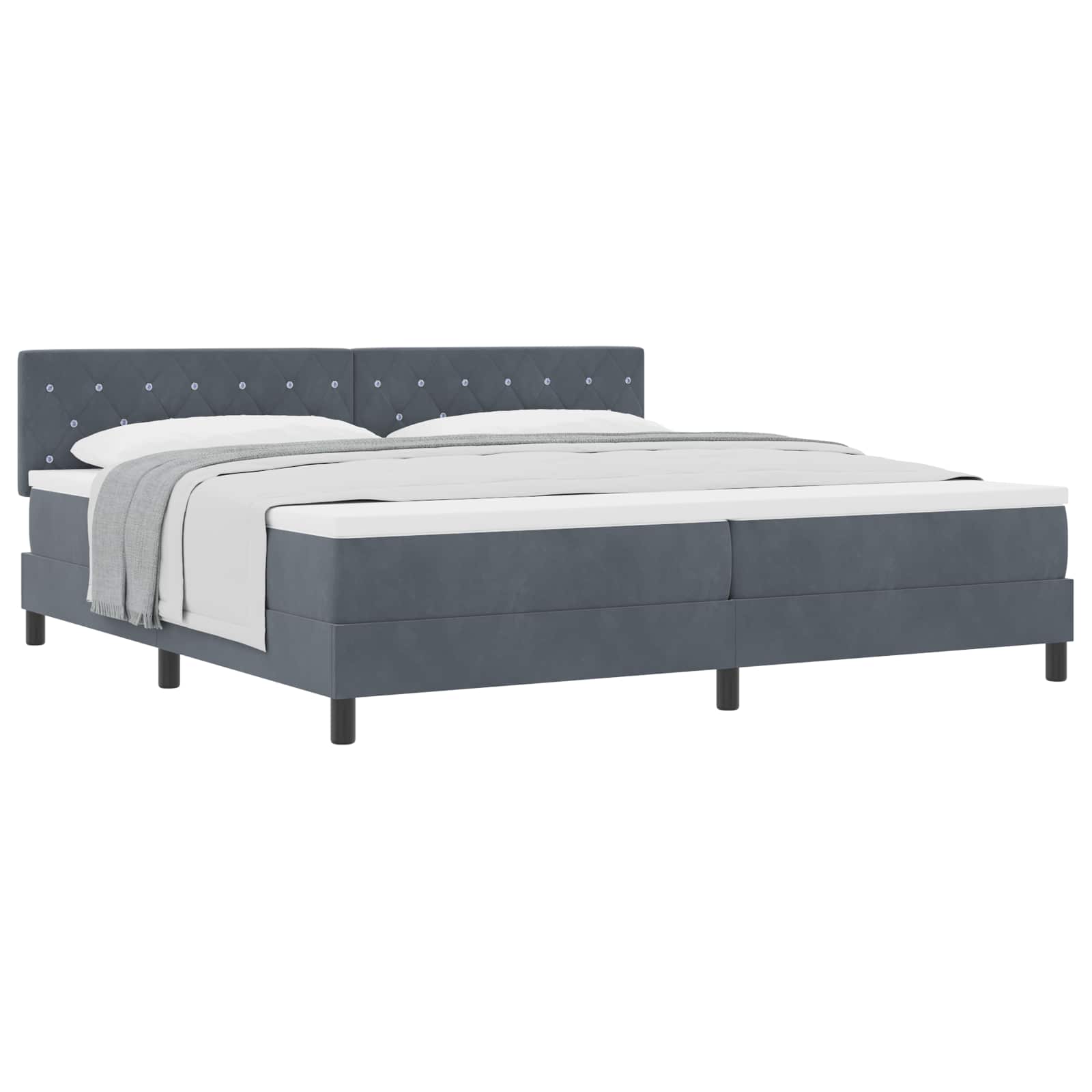 Lit à ressorts avec matelas Gris foncé 200 x 200 cm Velours - XIOS