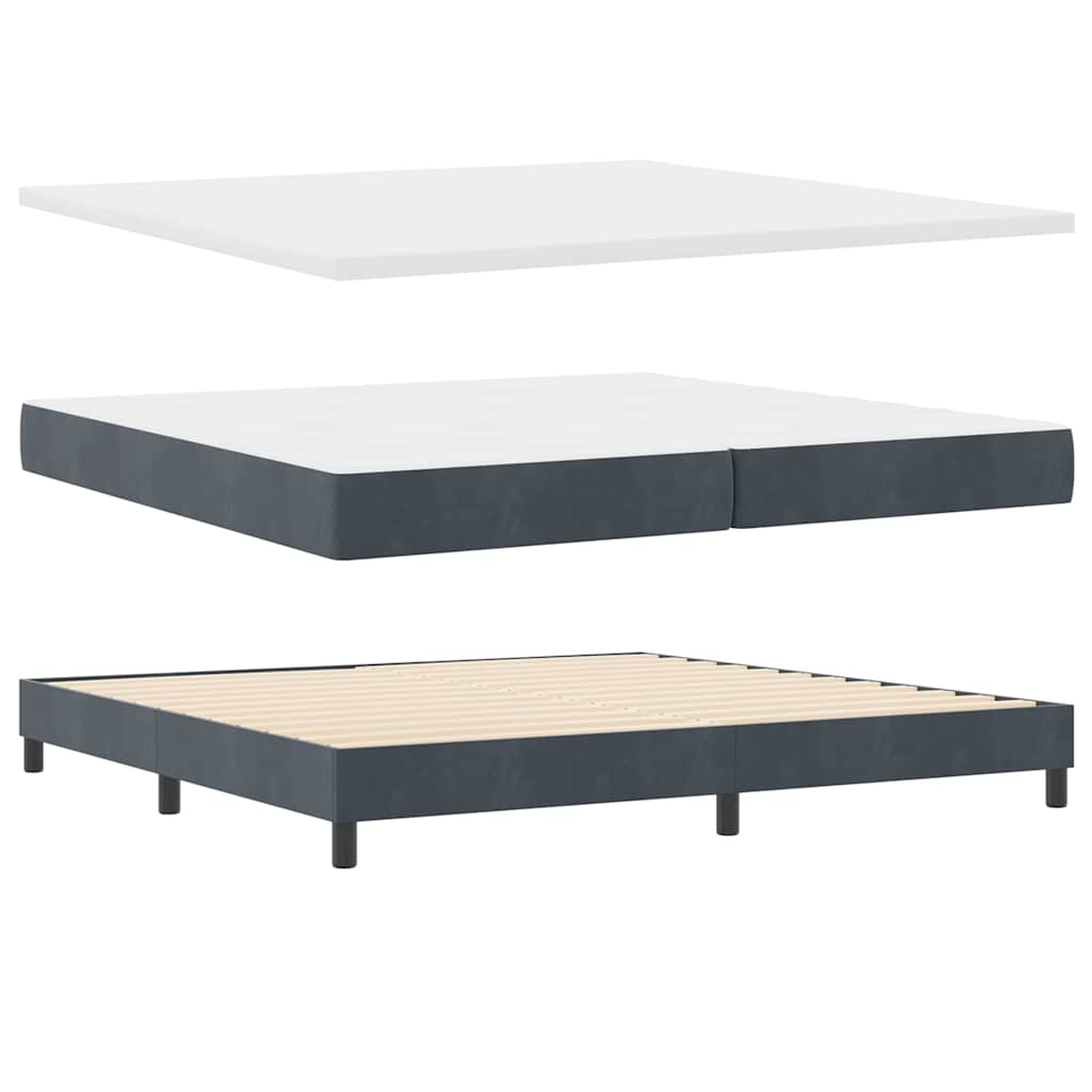 Lit à ressorts avec matelas Gris foncé 200 x 200 cm Velours - XIOS