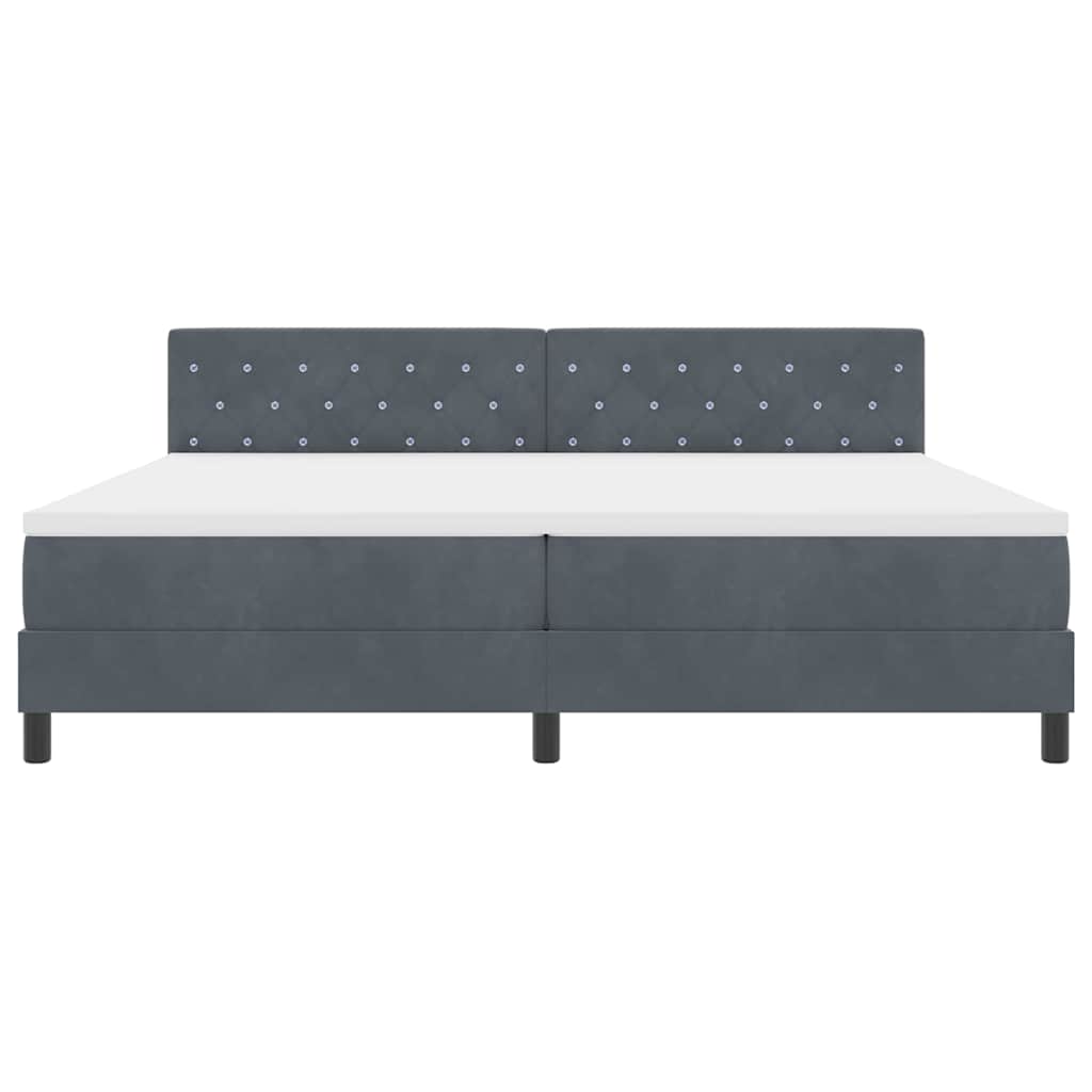 Lit à ressorts avec matelas Gris foncé 200 x 200 cm Velours - XIOS