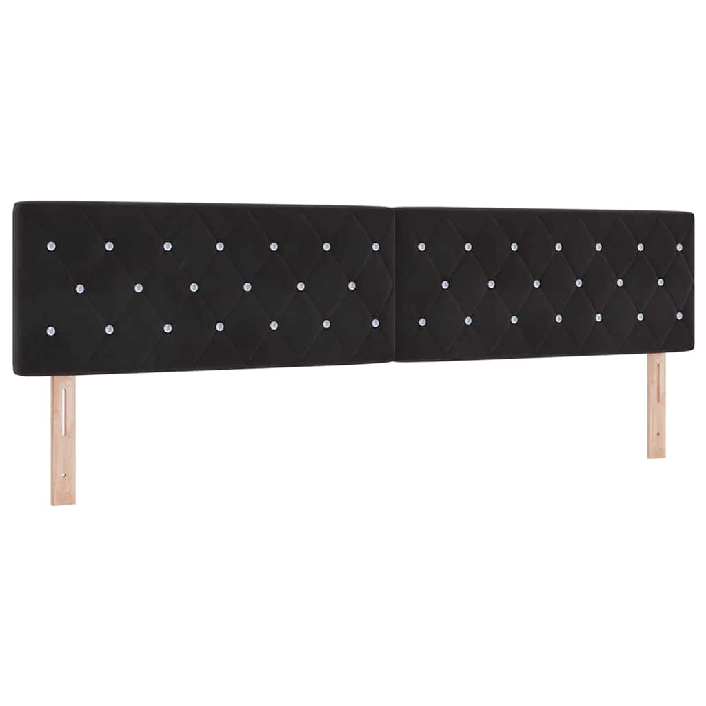 Lit à ressorts avec matelas Noir 200 x 200 cm Velours