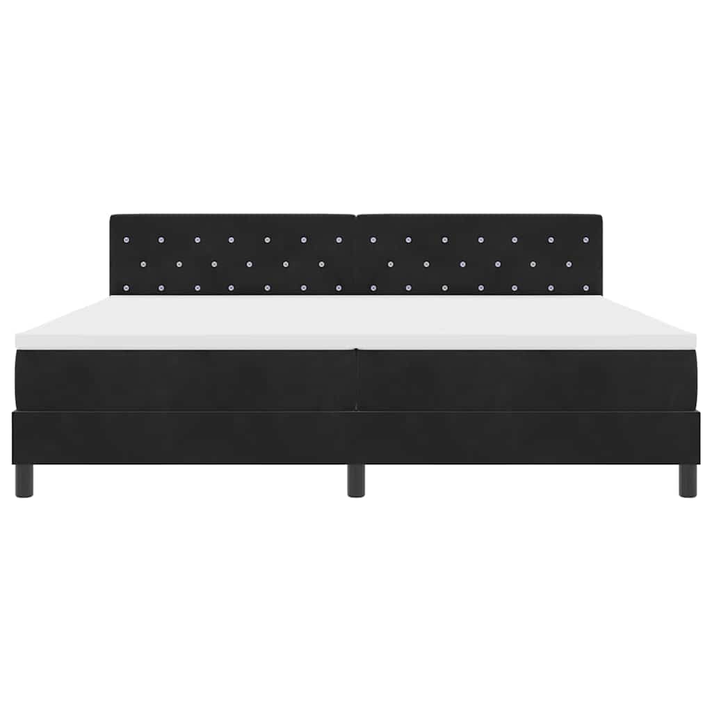 Lit à ressorts avec matelas Noir 200 x 200 cm Velours