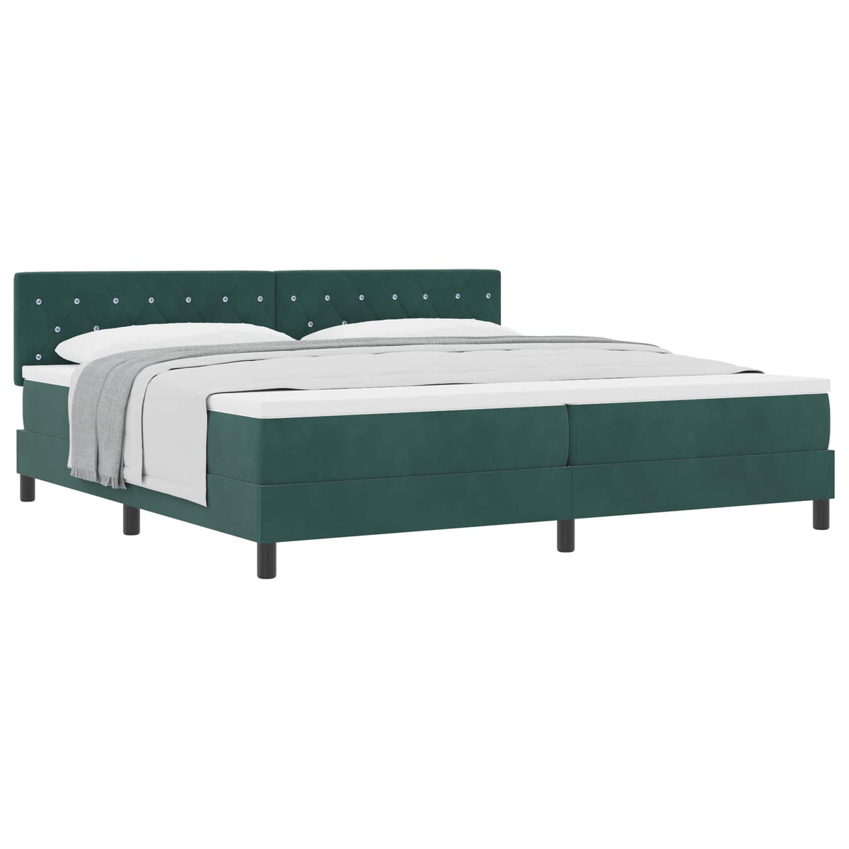 Lit à ressorts avec matelas Vert foncé 200 x 200 cm Velours