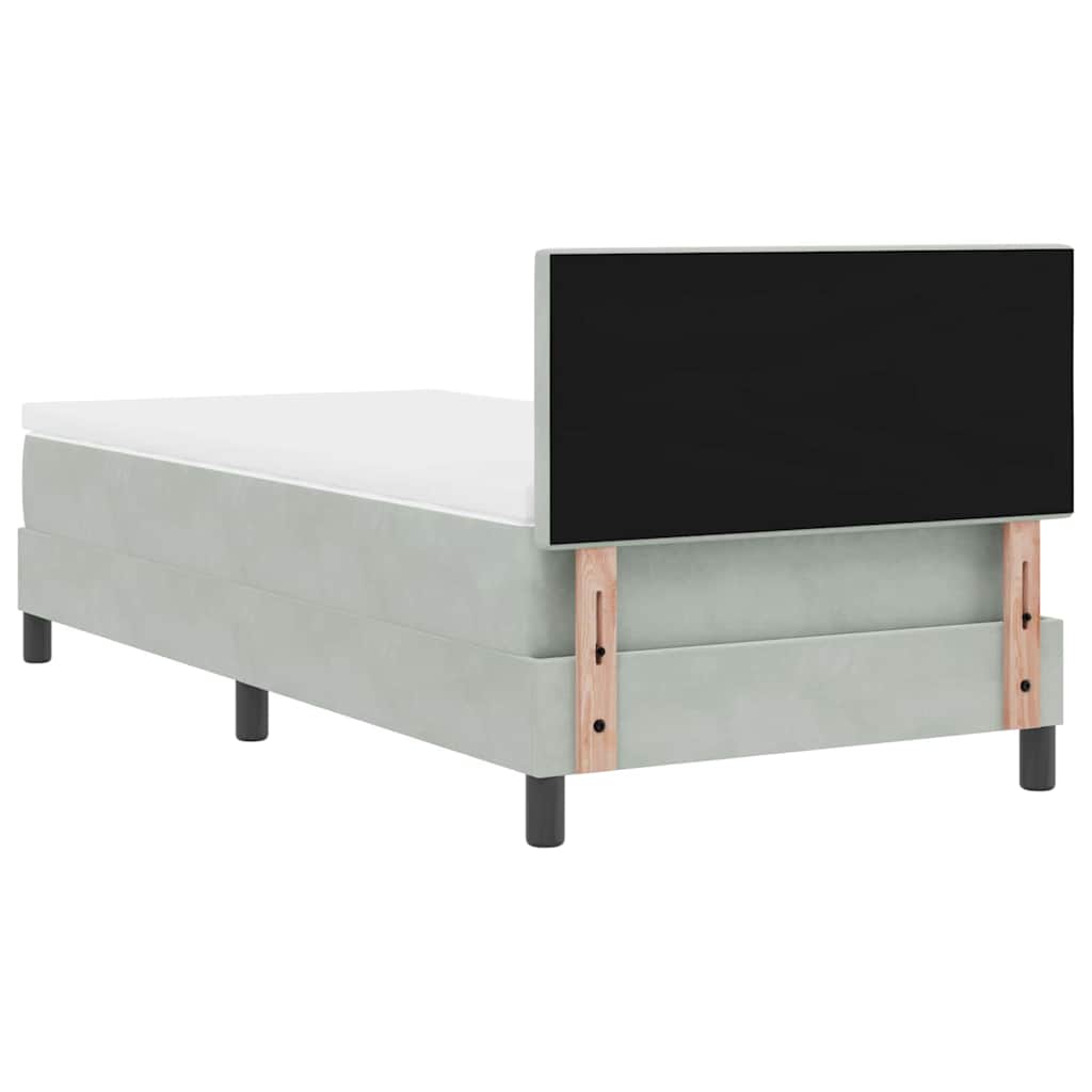 Lit à ressorts avec tête de lit Gris clair 80 x 200 cm Velours