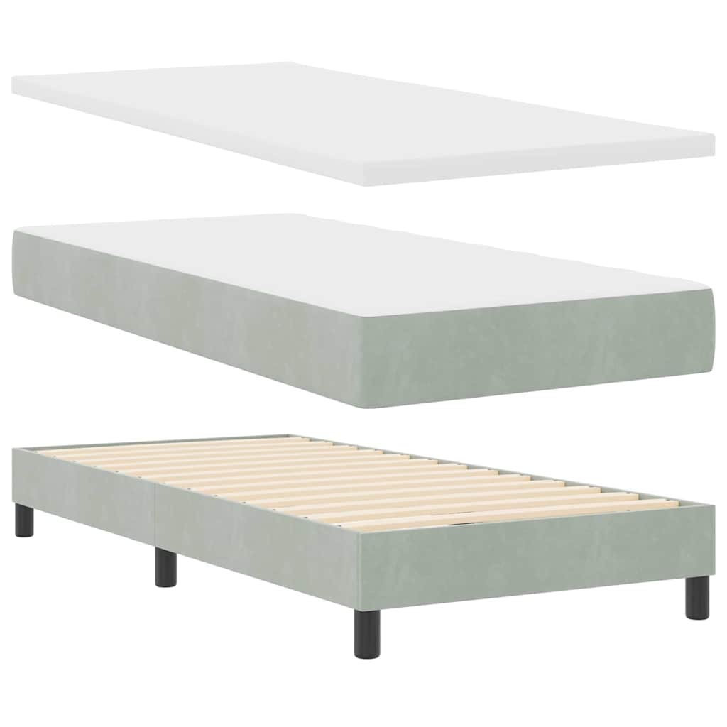 Lit à ressorts avec matelas Gris clair 90 x 200 cm tissu - XIOS