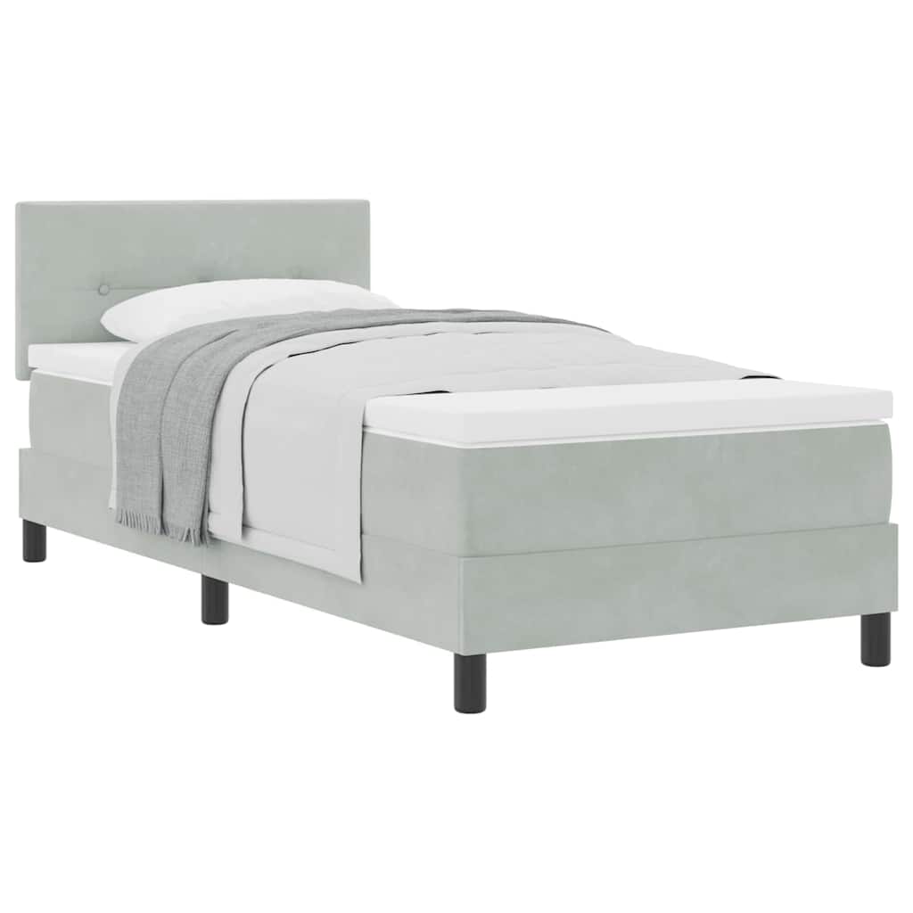 Lit à ressorts avec matelas Gris clair 90 x 200 cm tissu - XIOS