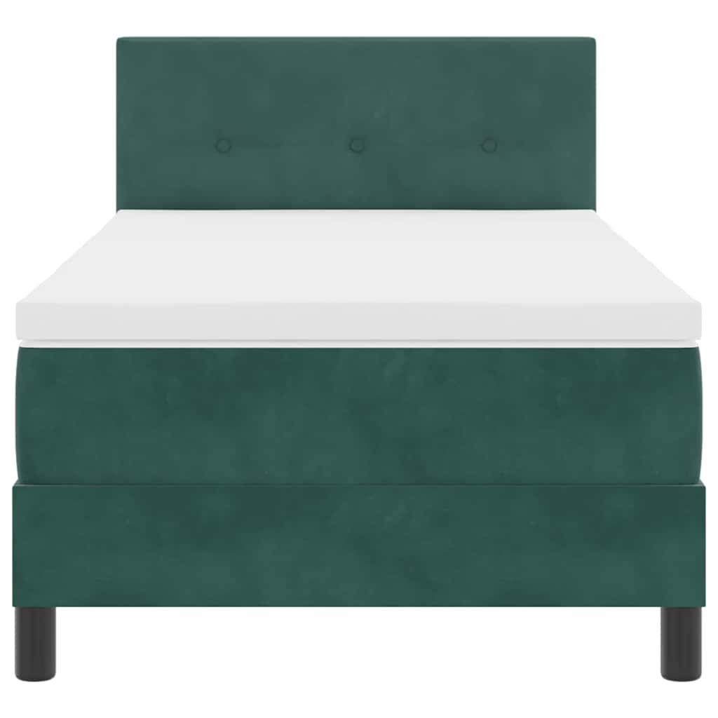 Lit à ressorts avec tête de lit Vert foncé 100 x 200 cm Velours