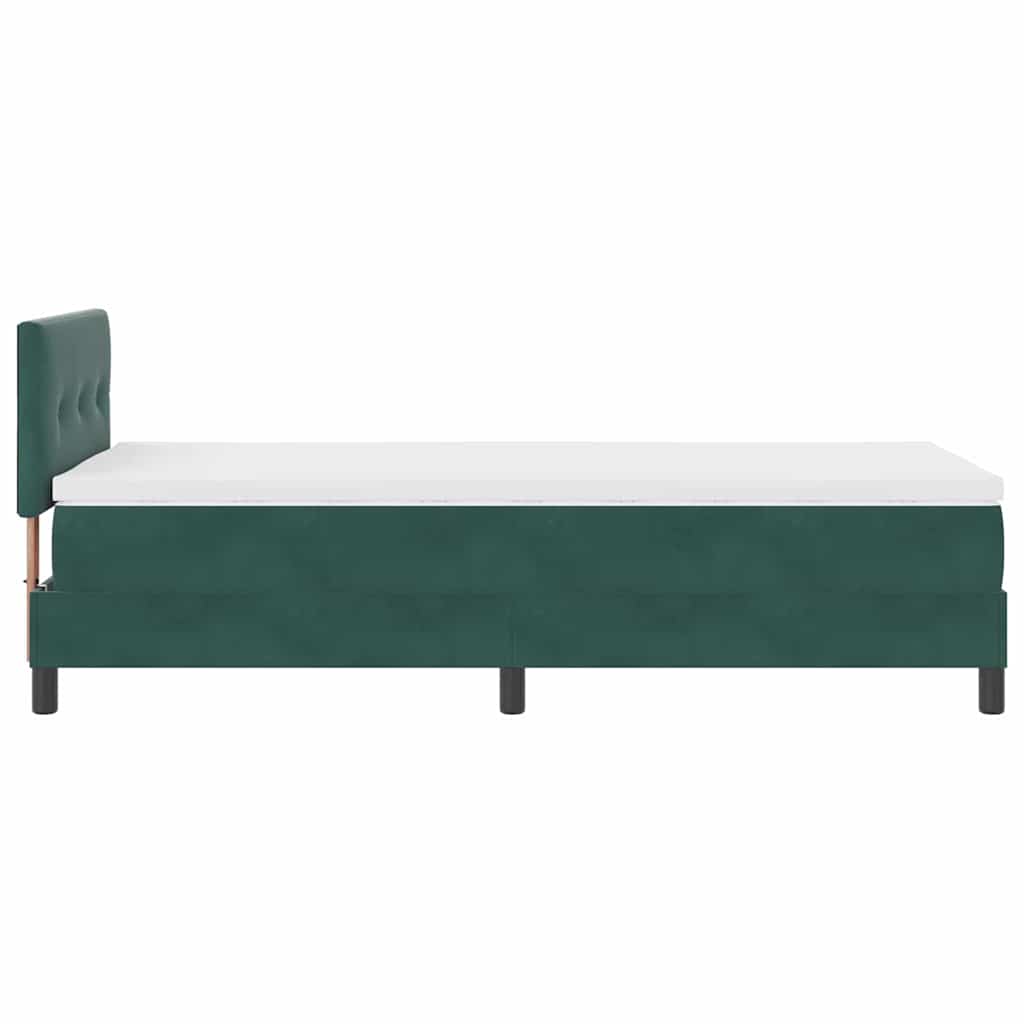 Lit à ressorts avec tête de lit Vert foncé 100 x 200 cm Velours