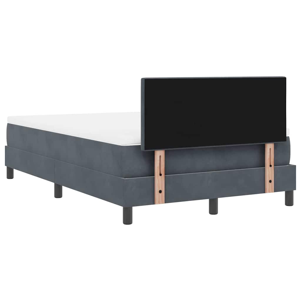 Lit à ressorts avec tête de lit Gris foncé 120 x 190 cm Velours - XIOS