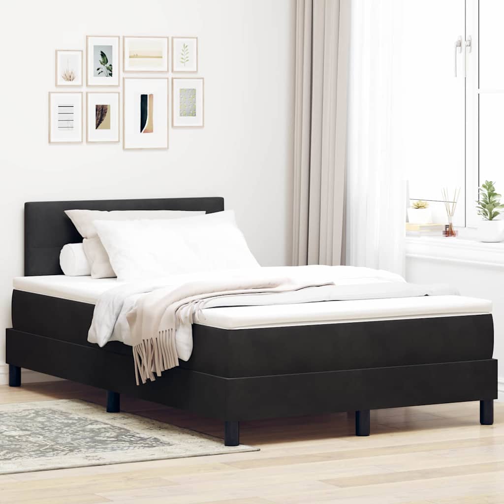 Lit à ressorts avec matelas Noir 120 x 190 cm Velours - XIOS