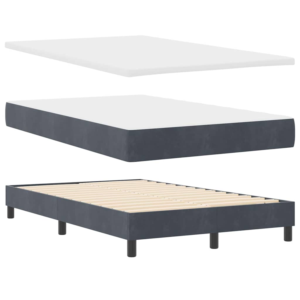Lit à ressorts avec matelas Gris foncé 120 x 200 cm tissu - XIOS