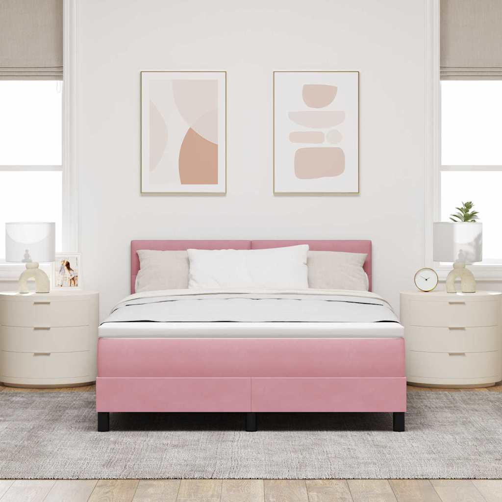 Lit à ressorts avec tête de lit Rose 140 x 190 cm Velours - XIOS
